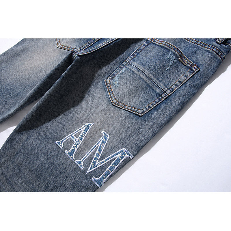 Amiri Jeans Embroidered Stretch Slim-Fit Jeans