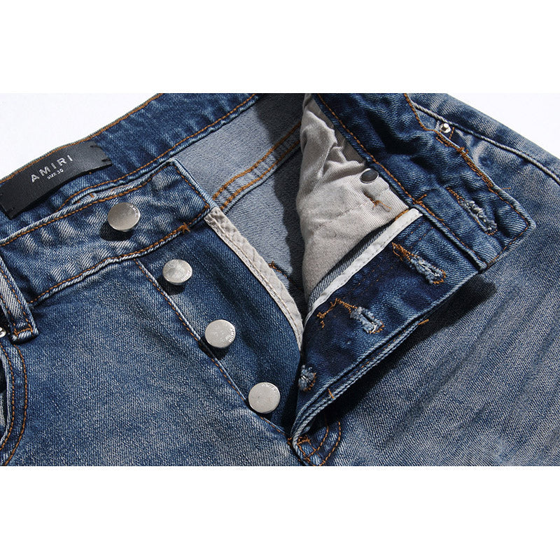 Amiri Jeans Embroidered Stretch Slim-Fit Jeans