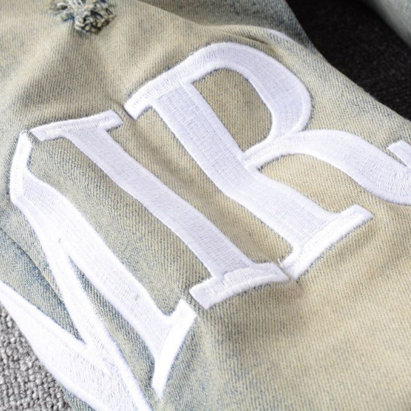 Amiri Jeans Casual Hip Hop Painted Slim Jeans Men #684